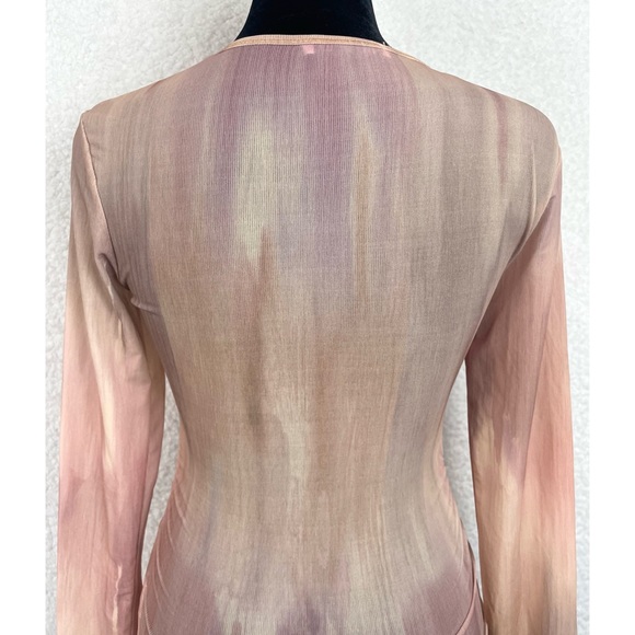 ZARA • Abstract Printed Tulle Long Sleeve Blouse Top - Picture 7 of 14